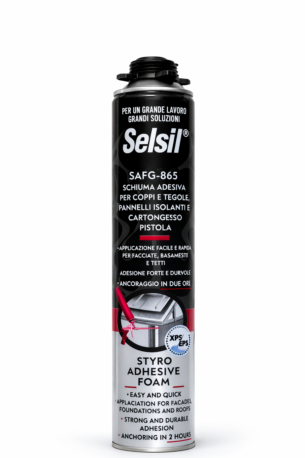Schiuma Adesiva Poliuretanica per Coppi e Tegole 750 ml per Pistola | Incollaggio Pannelli Isolanti EPS XPS e Cartongesso