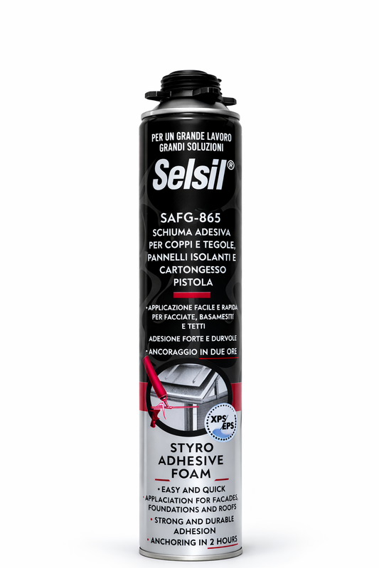 Schiuma Adesiva Poliuretanica per Coppi e Tegole 750 ml per Pistola | Incollaggio Pannelli Isolanti EPS XPS e Cartongesso