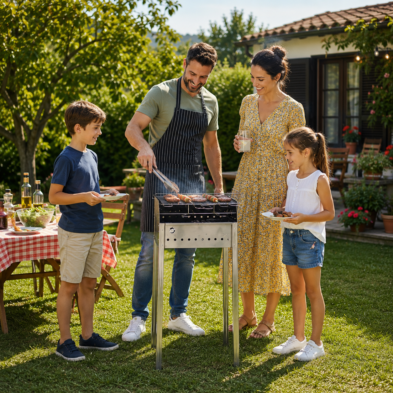 Barbecue a Carbone Stromboli 40x30 cm in Acciaio Inox – Smontabile Senza Viti – Griglia Cromata con Manici Richiudibili – Made in Italy