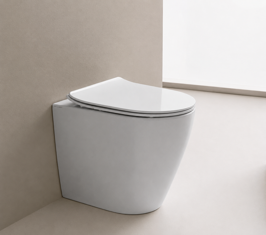 SCARABEO MOON Clean Flush Vaso a Terra Filo Parete con Coprivaso Incluso – Vaso Rimless 54,5x36 cm