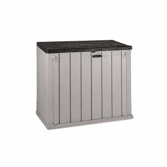 Box Contenitore da Esterno 129x74x111 cm Antracite/Grigio - Baule Porta Attrezzi in Resina per Giardino con Predisposizione Lucchetto