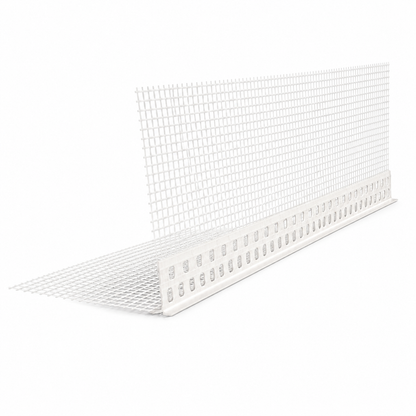 Paraspigolo PVC con Rete 10x10 mm Barra 2,6 m per Cappotto e Intonaco