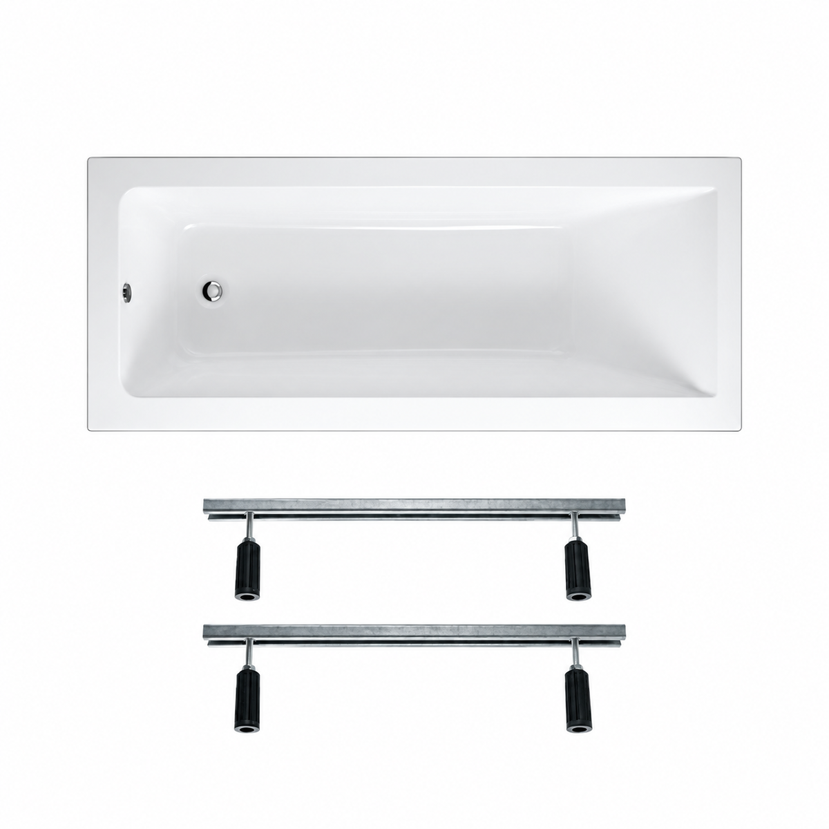 RAK - Serie Metropolitan - Vasca da Bagno da Incasso in Vetroresina 170x70 cm con Telaio