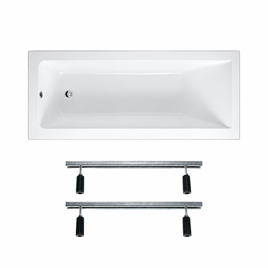 RAK - Serie Metropolitan - Vasca da Bagno da Incasso in Vetroresina 170x70 cm con Telaio