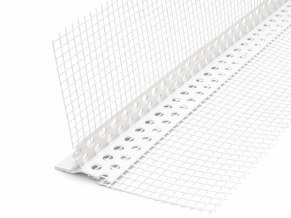 Paraspigolo PVC con Gocciolatoio e Rete Barra 2,6 m per Cappotto e Intonaco – Profilo Rompigoccia Anticrepa