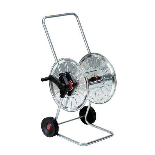 Avvolgitubo Carrellato in Acciaio Zincato con Ruote – Portata 50 o 80 mt per Tubo da 1/2” – Avvolgitubo Manuale