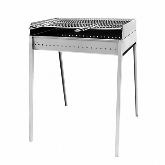 Barbecue a Carbone Stromboli 60x40 cm in Acciaio Inox – Smontabile – Griglia Cromata con Manici Richiudibili – Made in Italy