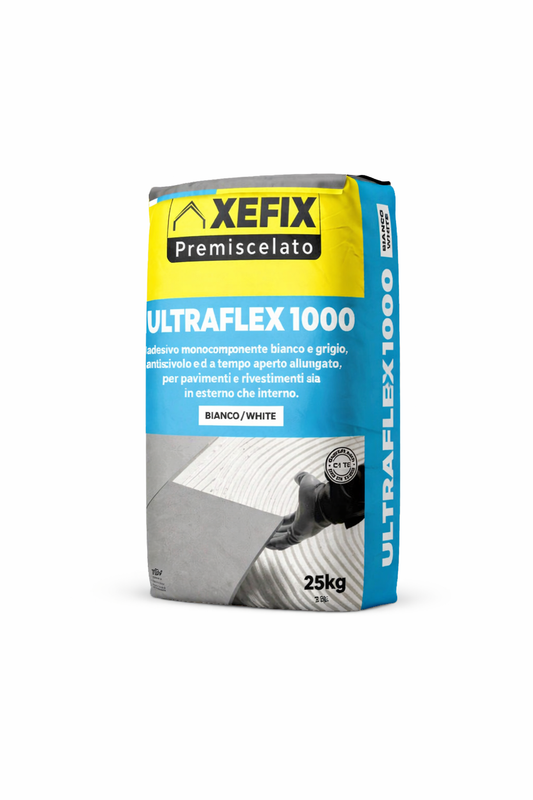 XEFIX Ultraflex 1000 Bianco 25 kg – Adesivo Cementizio C1 TE Antiscivolo per Piastrelle Interno/Esterno