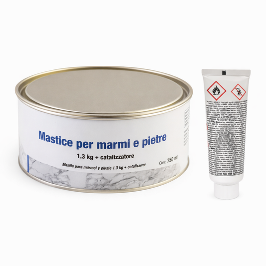 Mastice per Marmi e Pietre 1,3 kg con Catalizzatore – Stucco Poliestere Bicomponente ad Alta Resistenza (750 ml)