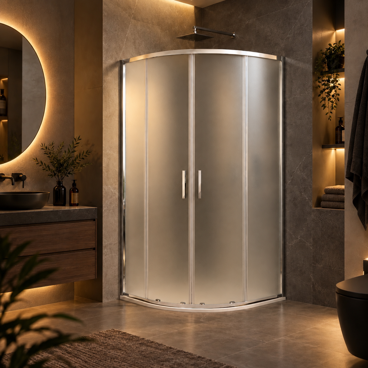 Box doccia semicircolare 90×90 cm 2 ante scorrevoli vetro 6mm satinato h190 | Copenaghen