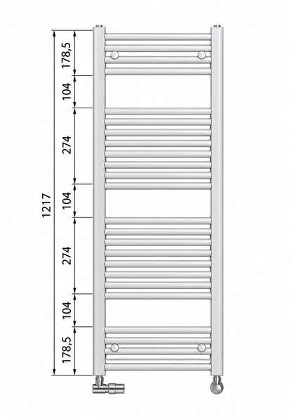 Zehnder - Termoarredo Scaldasalviette 1217x500 Cromato Interasse 450 | Aura