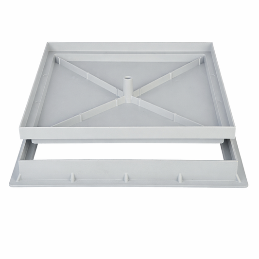 Sigillo Piastrellabile in PP con Telaio | Chiusino in Plastica Grigio per Pozzetti