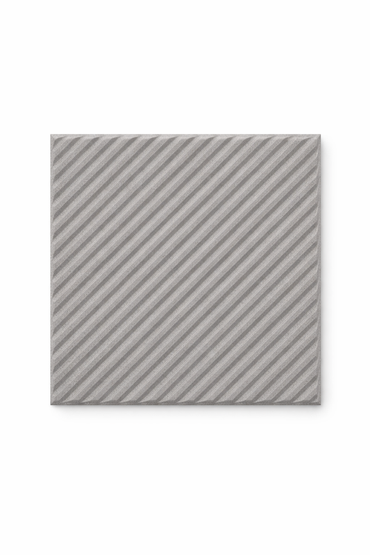 Mattone Da Marciapiede Rigato Diagonale - 25x25 Cm - Spessore 2,5 Cm - Pavimentazione Esterna Grigia