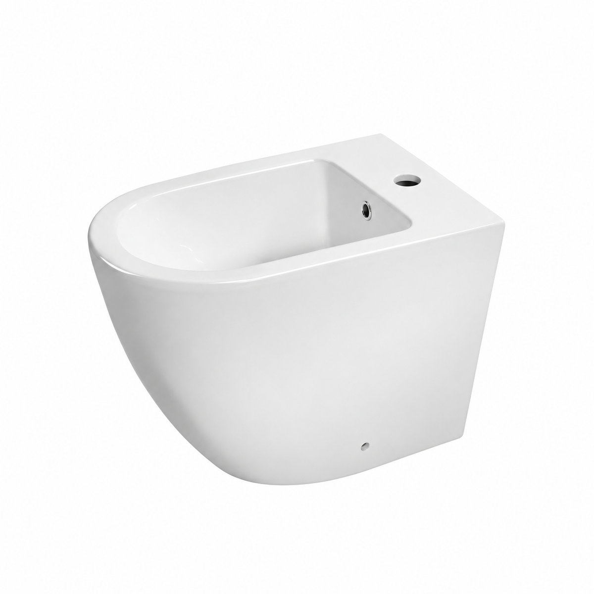 Bidet a Pavimento Filo Parete 56x36 cm – Serie Darika - Ceramica Bianca con Foro Rubinetteria
