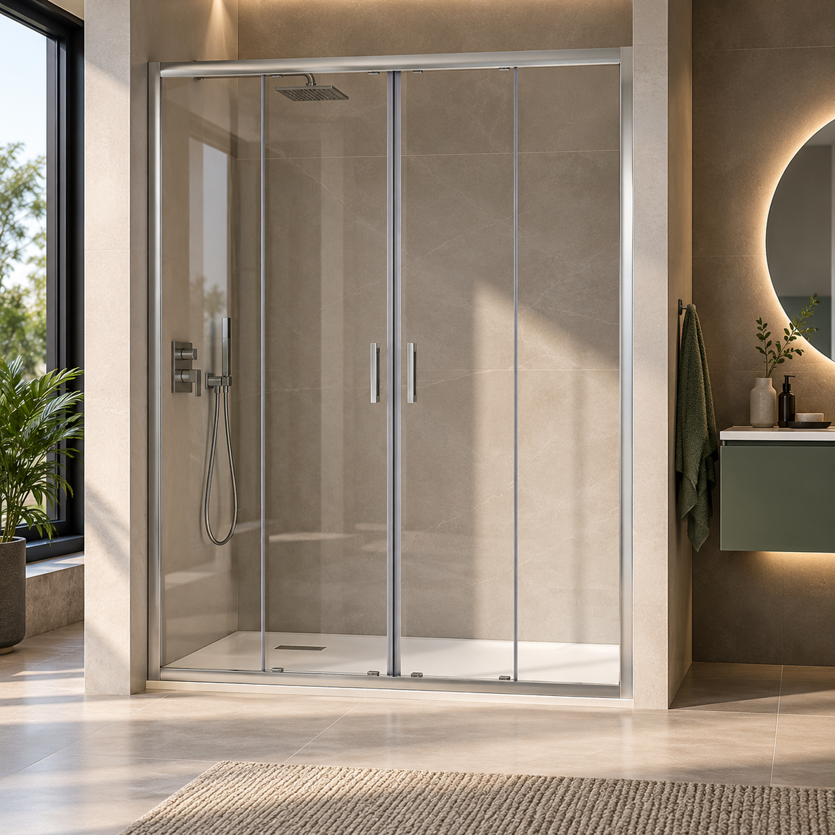 Porta Doccia 150 cm 2 Ante Scorrevoli Vetro 6 mm Trasparente | Loop Evo
