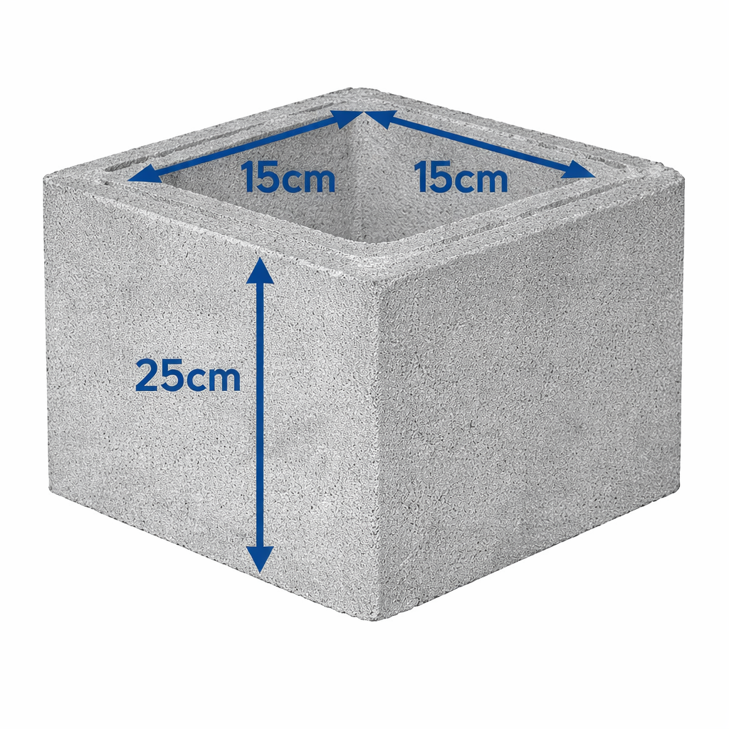 Blocco in CLS per Canna Fumaria – Modulo Quadrato Prefabbricato
