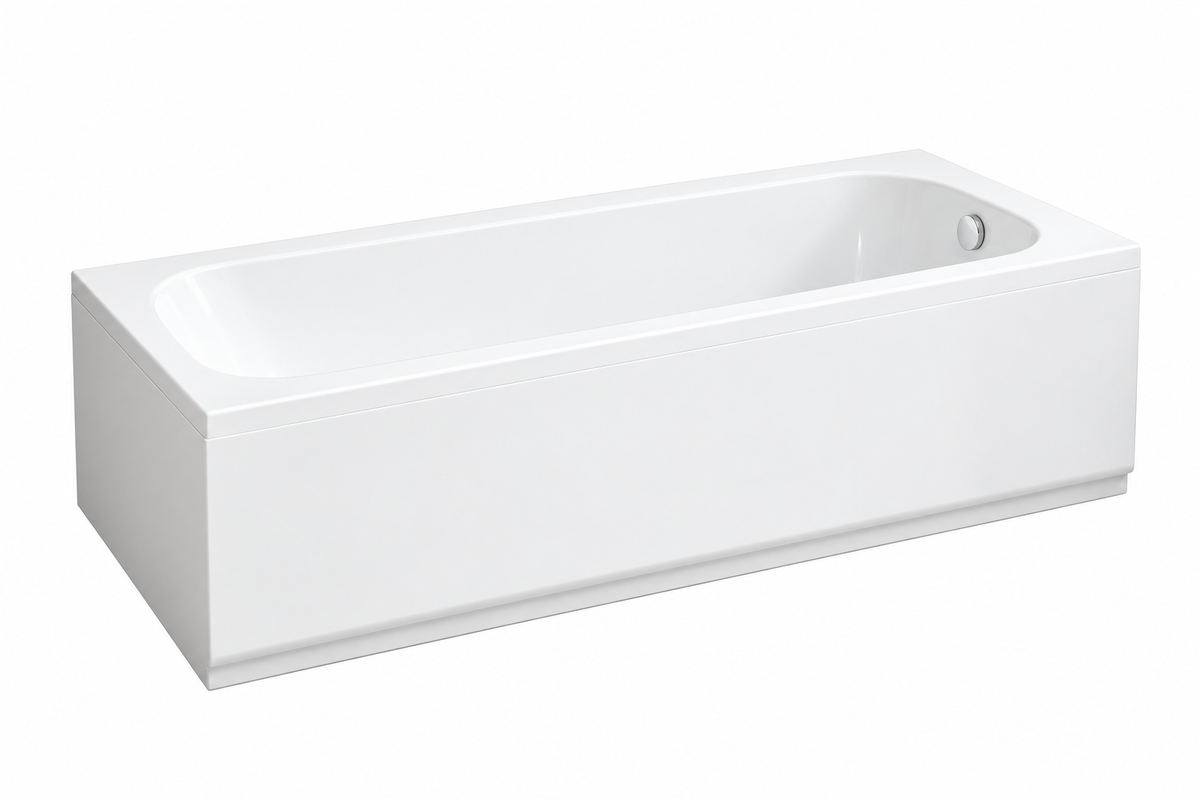 GLASS - Serie POP - Vasca da Bagno Rettangolare in Acrilico con Pannello – 160x70 e 170x70 cm