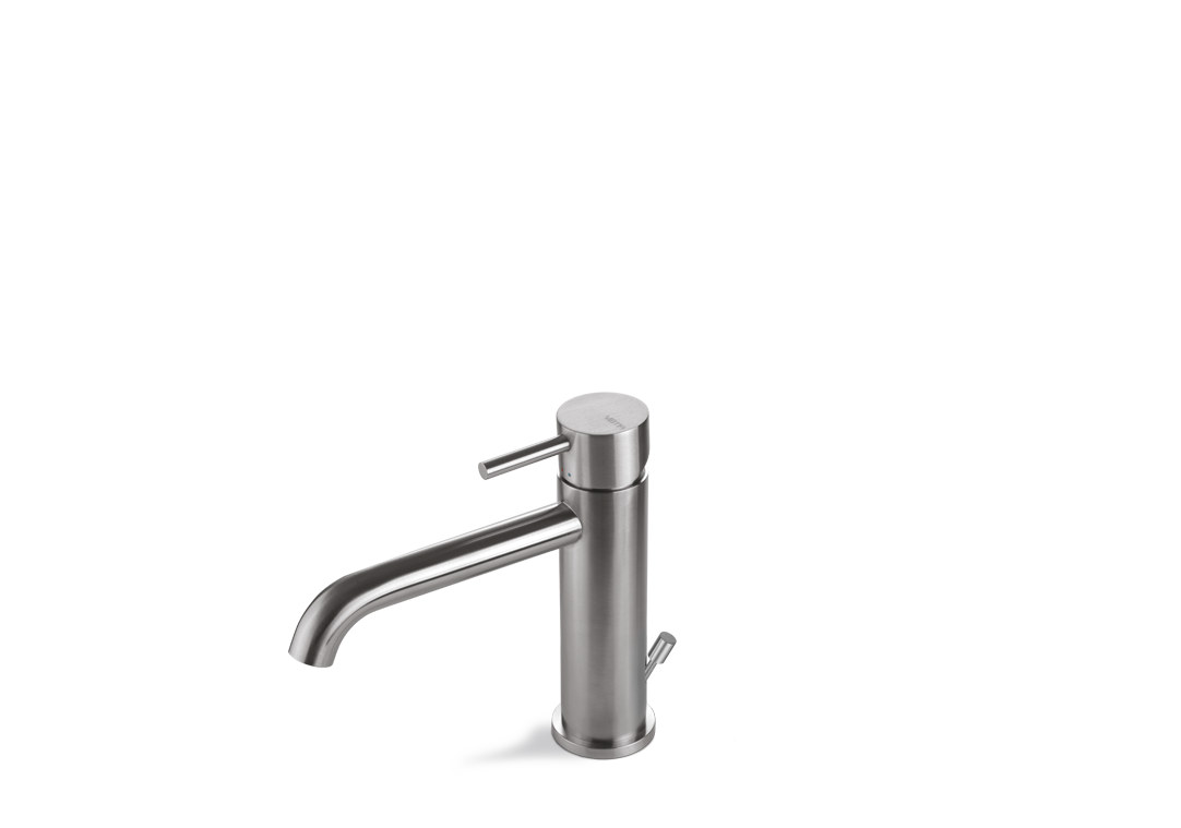 Miscelatore Lavabo VEMA V17010 Tiber Steel Acciaio Inox con Scarico 1”1/4