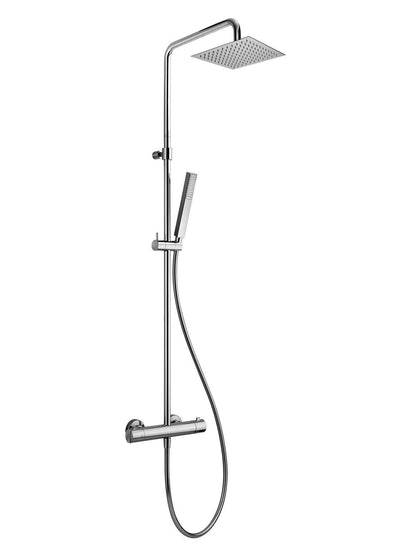 FRATTINI Colonna Doccia Meccanica Cromata con Soffione Quadrato 25x25 cm in Acciaio Inox e Doccetta