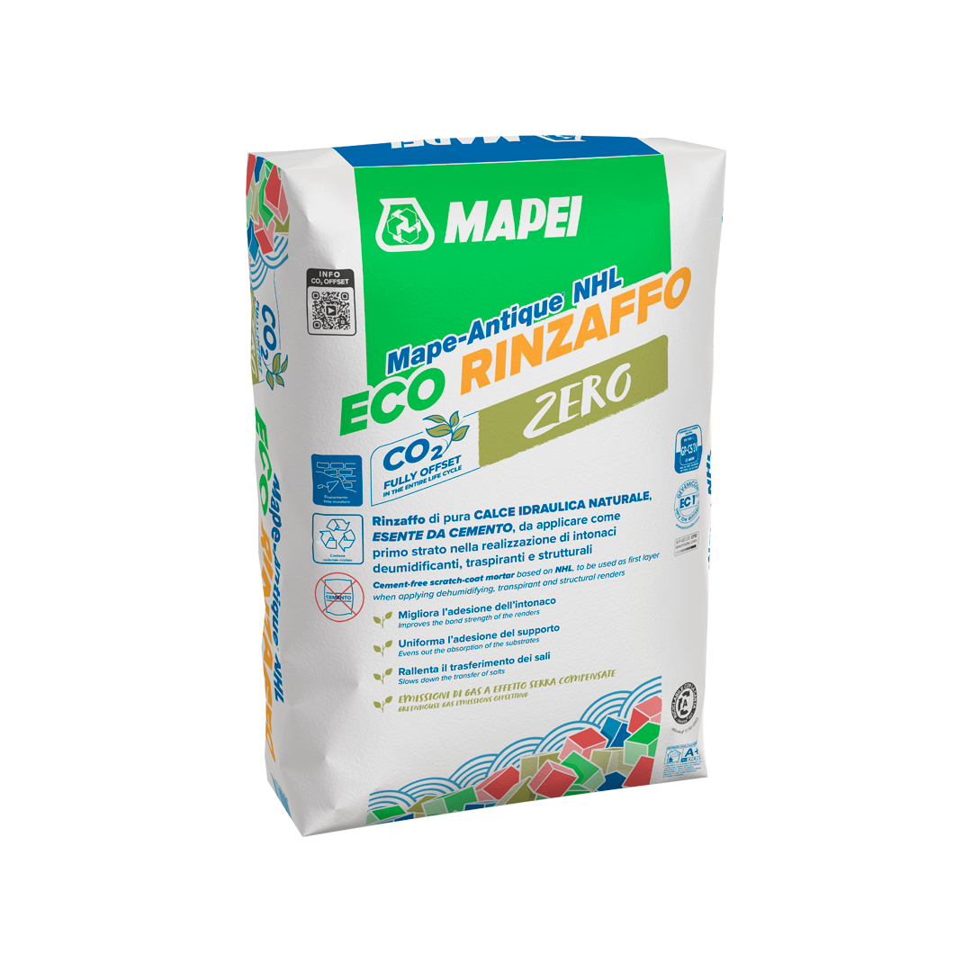 MAPEI Mape-Antique NHL ECO Rinzaffo – Rinzaffo Traspirante a Base di Calce Naturale NHL per Murature Umide e Storiche