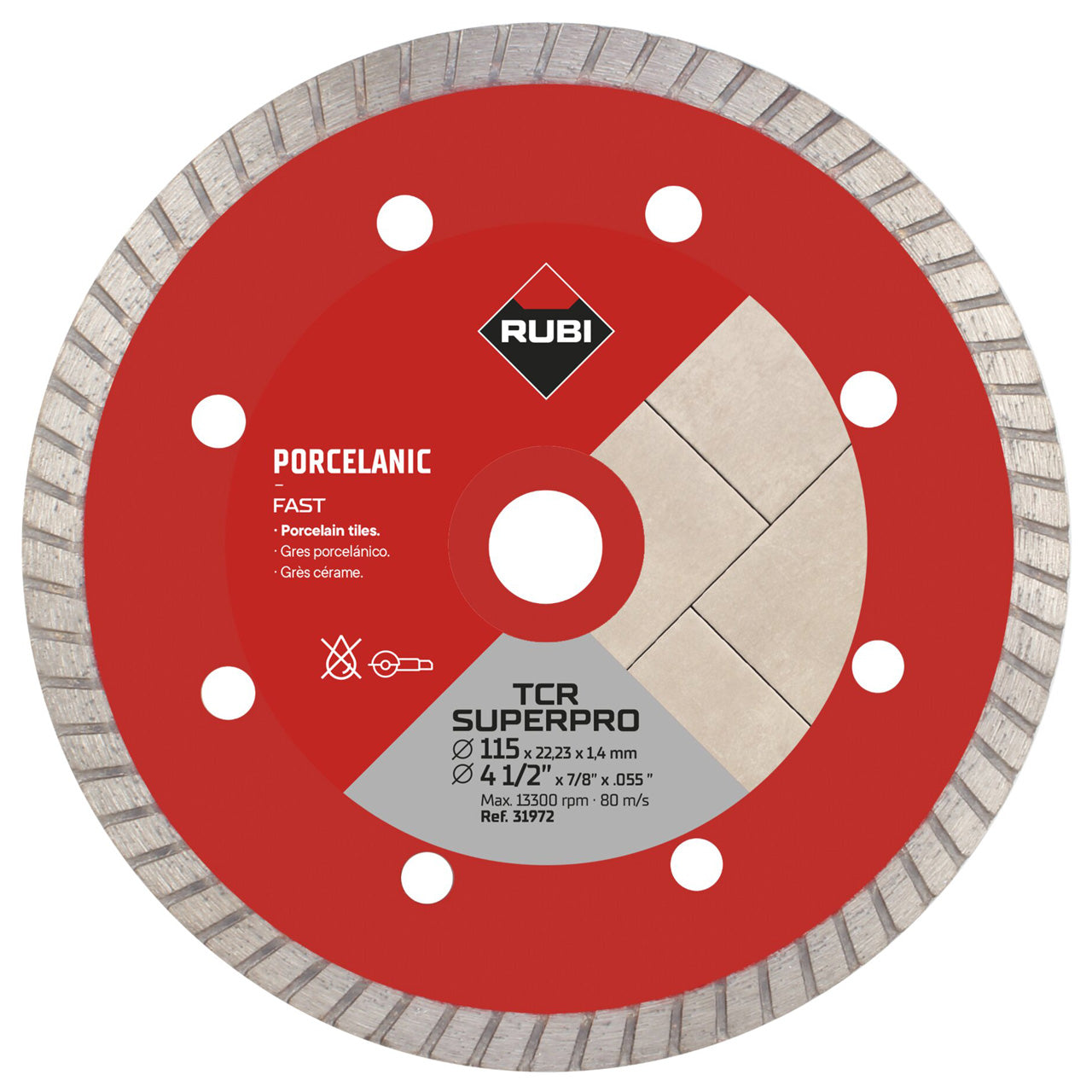 Disco Diamantato Turbo RUBI per Gres Porcellanato Ø 115 e Ø 230