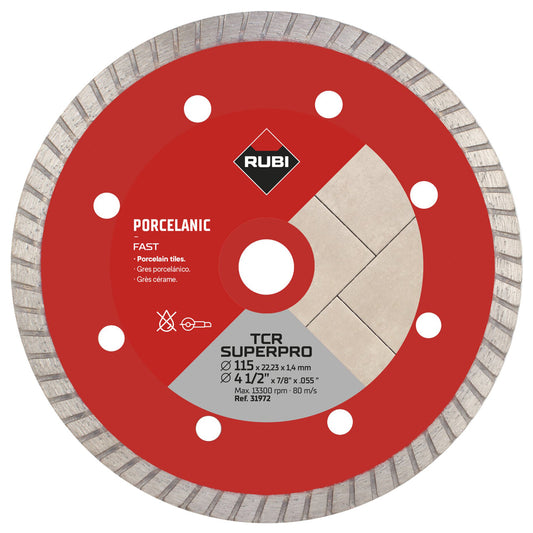 Disco Diamantato Turbo RUBI per Gres Porcellanato Ø 115 e Ø 230