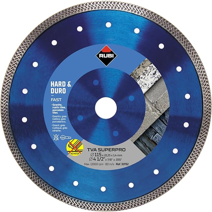 Lame diamantée TURBO RUBI TVA SUPERPRO Ø 115 / Ø 230 pour grès cérame, granit et céramique