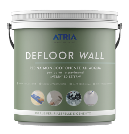 ATRIA - DEFLOOR WALL Resina Acril-Poliuretanica Monocomponente per Pavimenti e Pareti – Finitura Continua Idrodiluibile per Interno ed Esterno