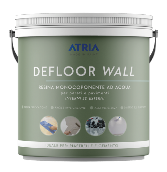 ATRIA - DEFLOOR WALL Resina Acril-Poliuretanica Monocomponente per Pavimenti e Pareti – Finitura Continua Idrodiluibile per Interno ed Esterno