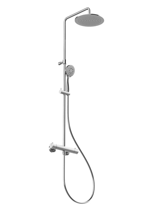 FRATTINI Colonna Doccia Meccanica Cromata con Soffione Tondo Ø 25 cm in Acciaio Inox e Doccetta